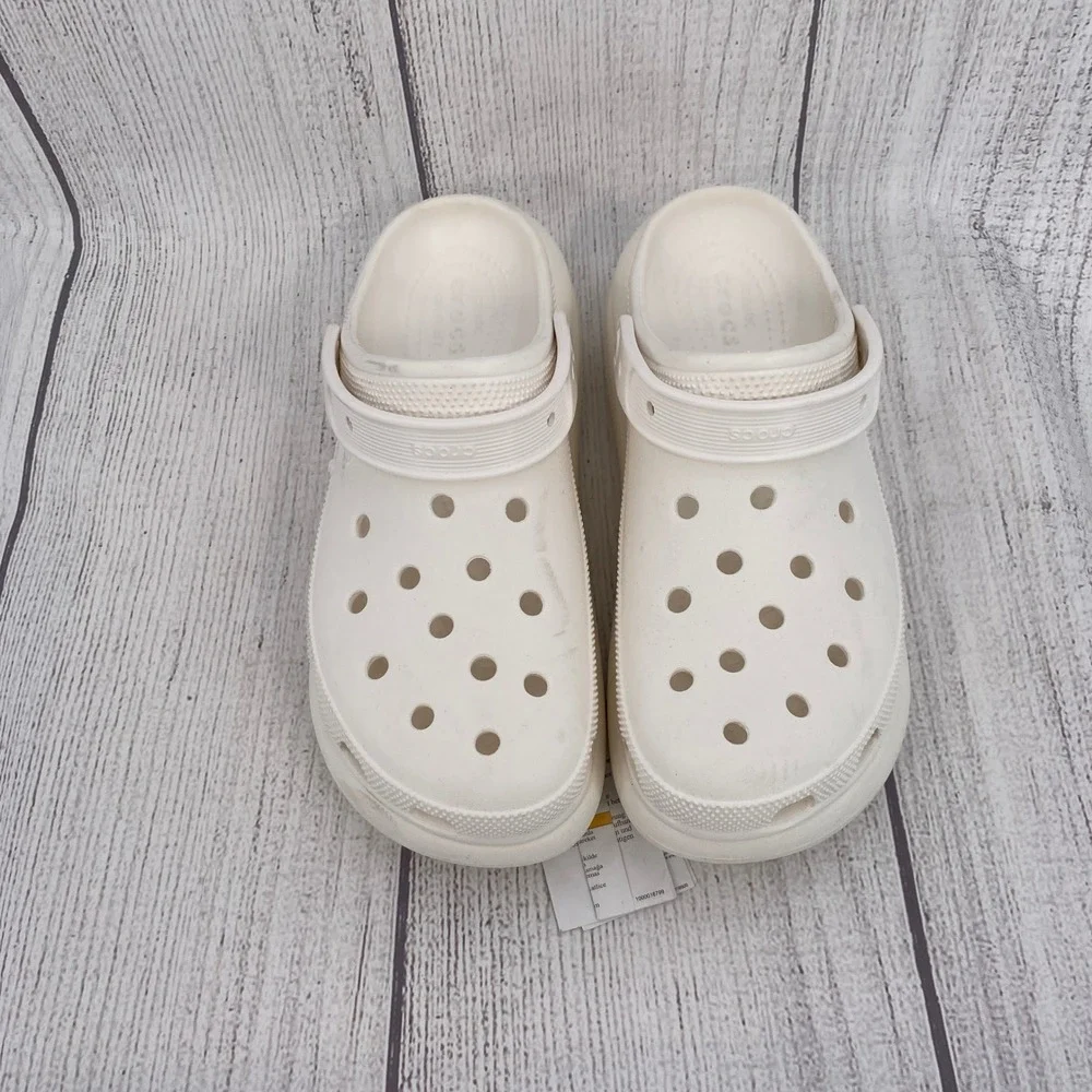 Crocs Classic Crush Clog Mens 11 Womens 13 White Platform Chunky Comfort Shoes